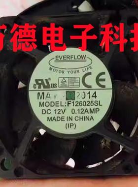 全新EVERFLOW F126025SL 12V 0.12AMP 鱼缸灯散热风扇 6025双滚珠