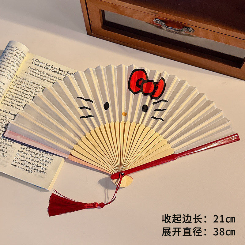 扇子2026折扇女生夏季便携随身学生舞蹈小竹扇家用卡通折叠扇