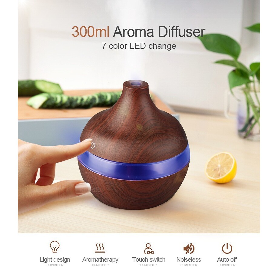 300ml加湿器usb家用空气净化器外贸木纹尖嘴香薰机静音雾化器
