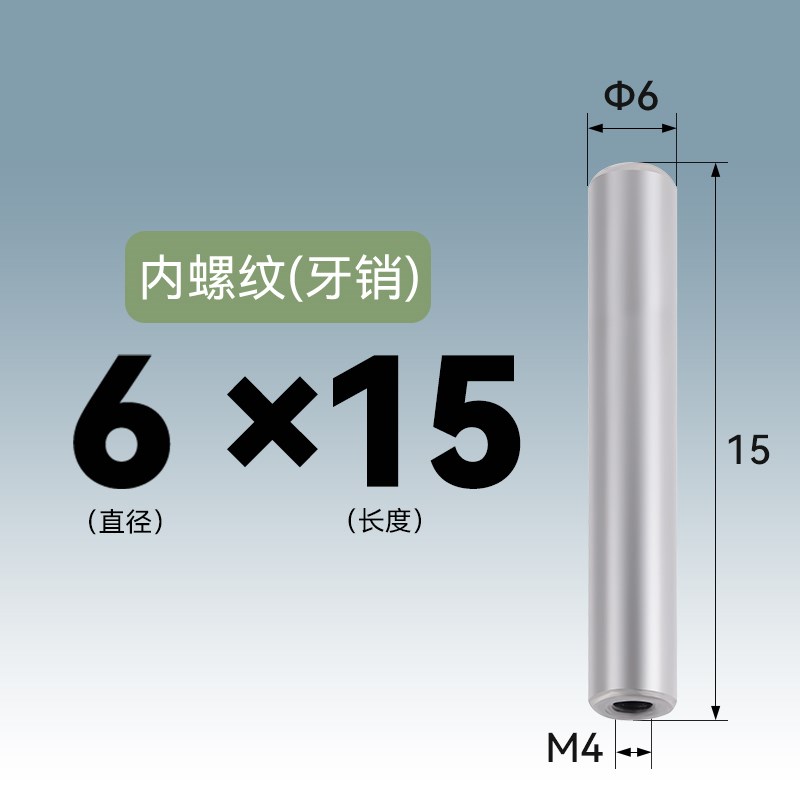 带牙销钉内螺纹合销精密攻牙销5 6 8 10 12 16O MLP 定位销 圆柱