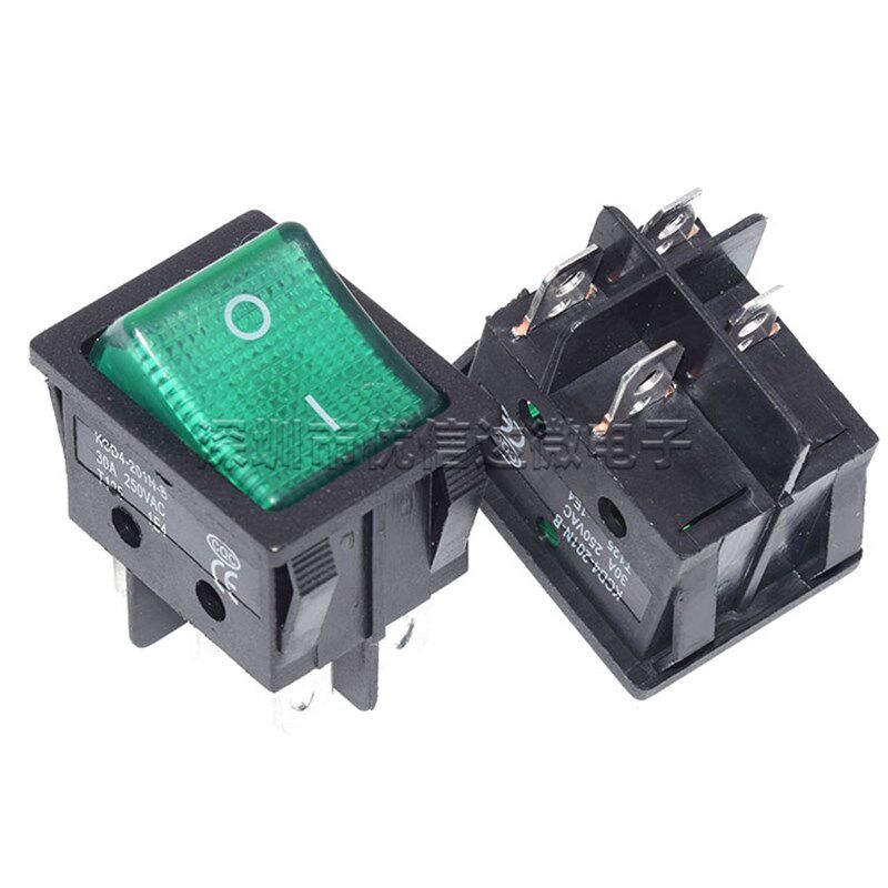 KCD4超大功率船型开关 30A大电流 4脚/6脚带灯220V 烤箱电源开关
