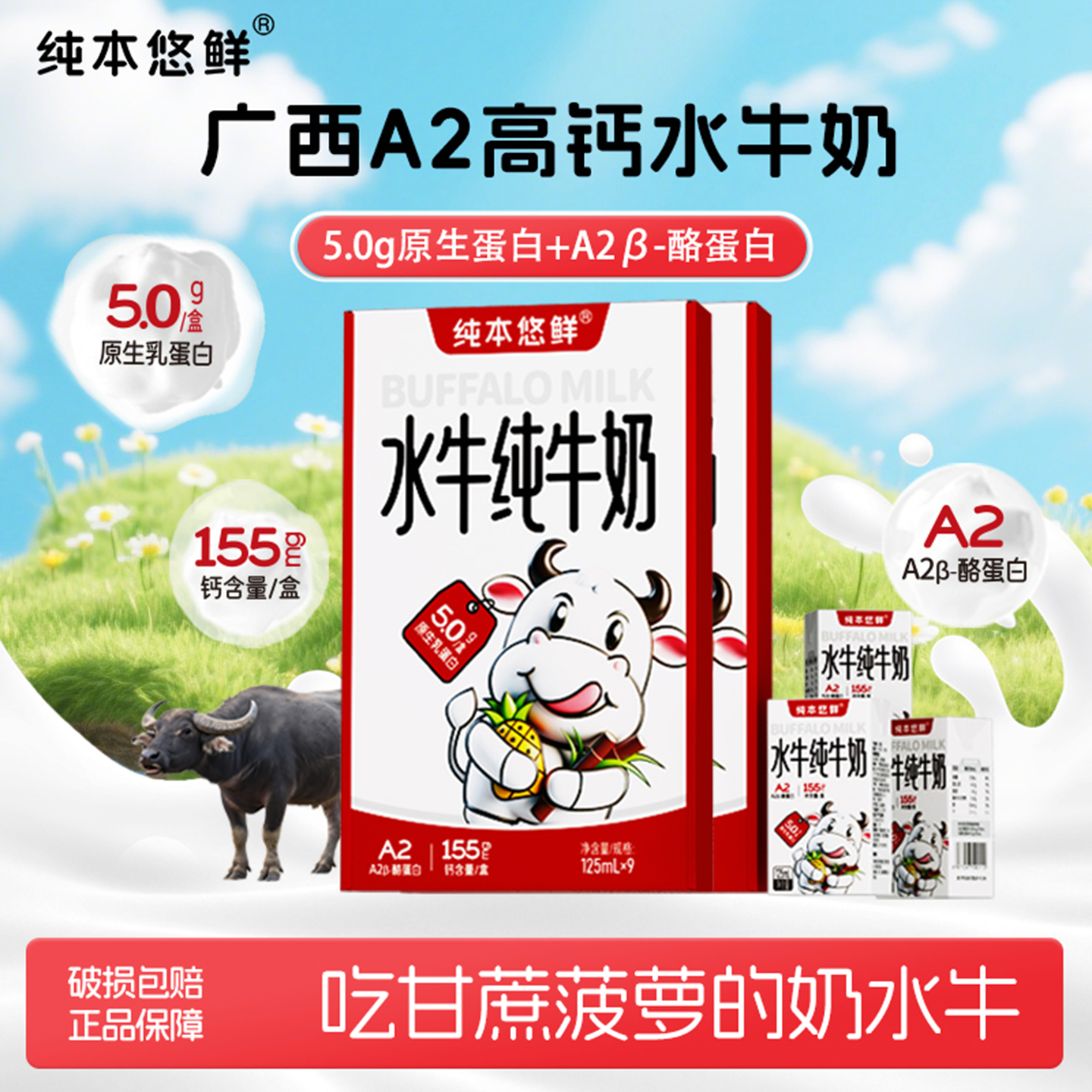 纯本悠鲜广西A2高钙水牛纯牛奶