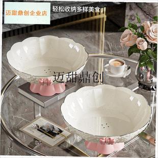 轻奢高端水果盘客厅家用2025新款果盘办公室用高脚X糖果零食摆放,