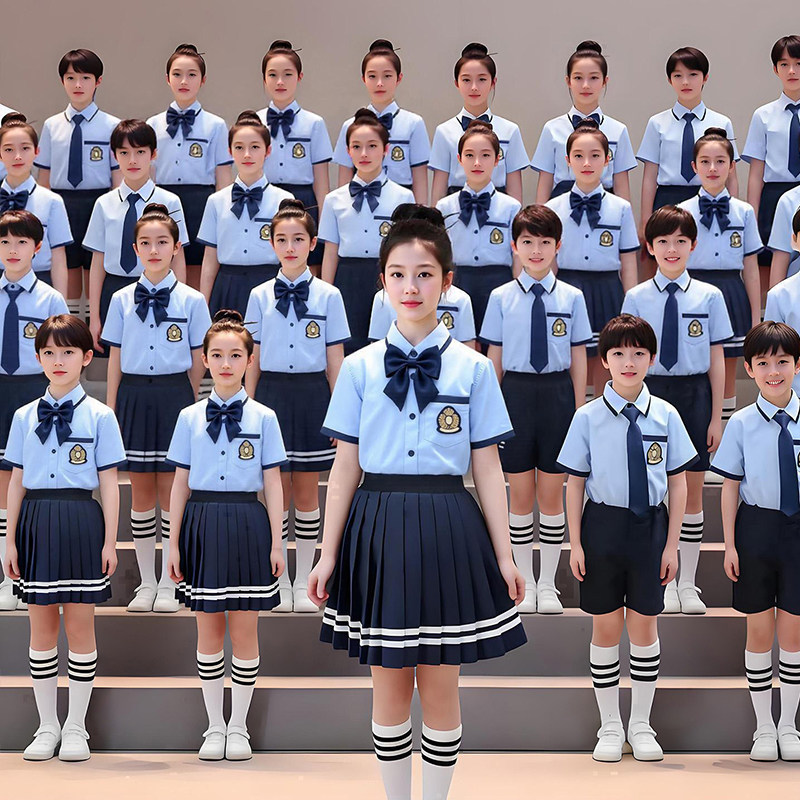 六一儿童合唱表演服幼儿园班服英伦风校服中小学生诗歌朗诵表演服