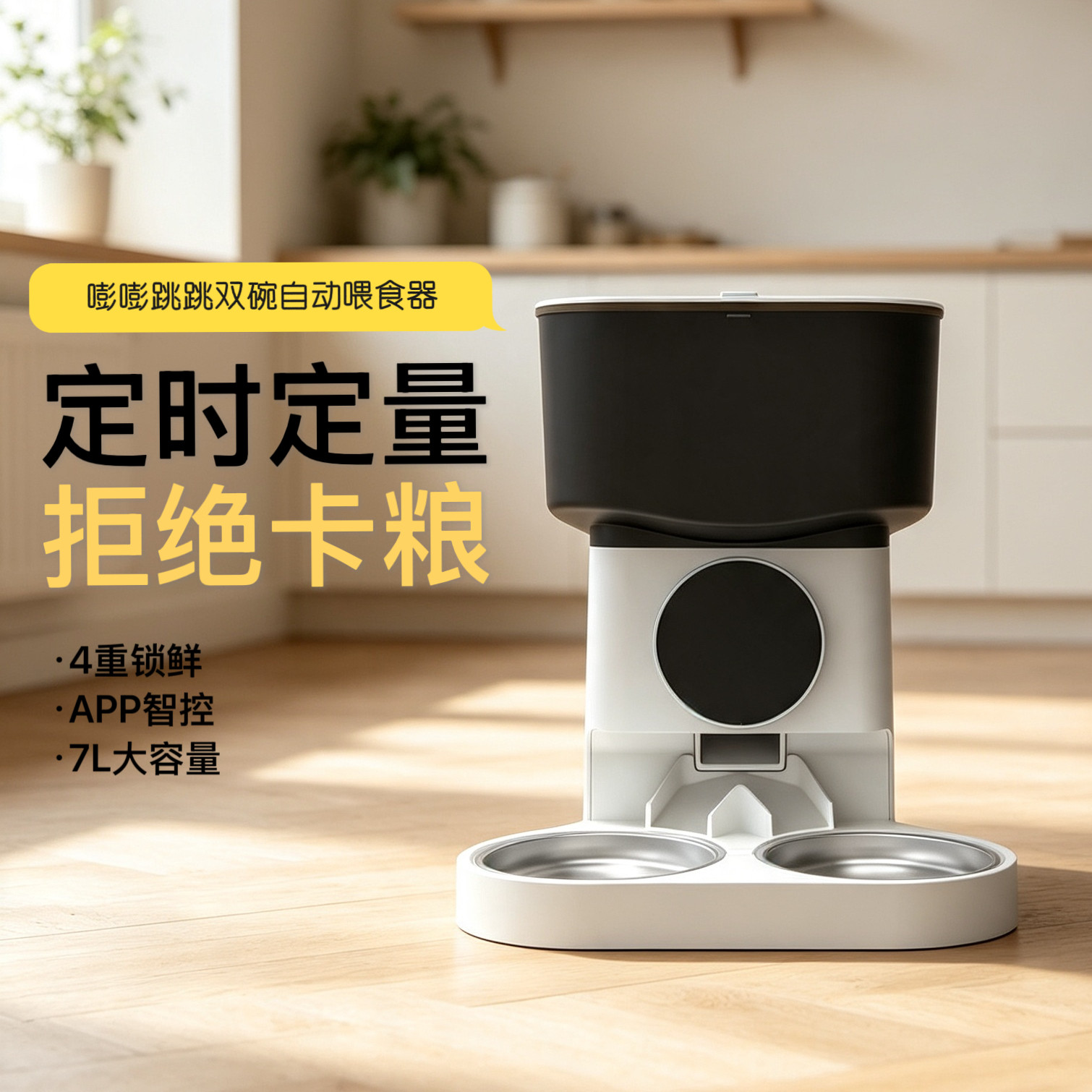 PPTT宠物自动智能喂食器猫咪定时定量猫粮给粮机无线远程