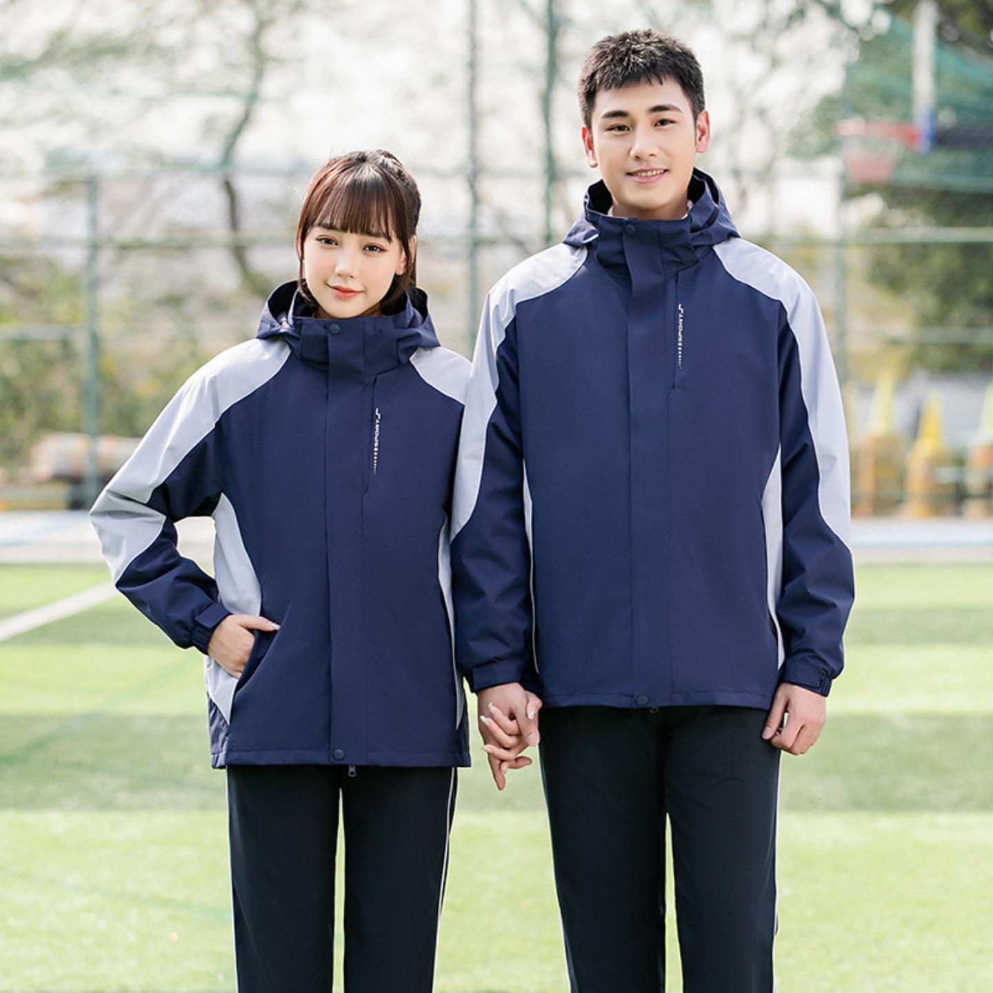 学院风班服秋季套装学生冲锋衣外套初中高中生运动会服装英伦校服