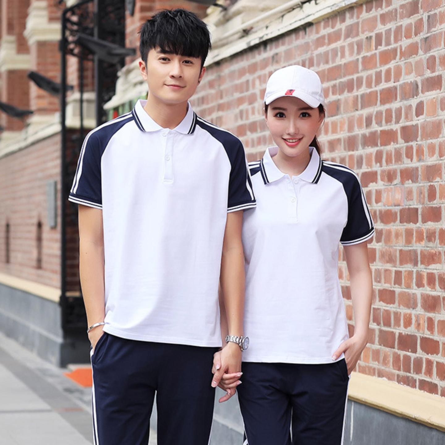 夏季短袖校服套装中学生毕业班服