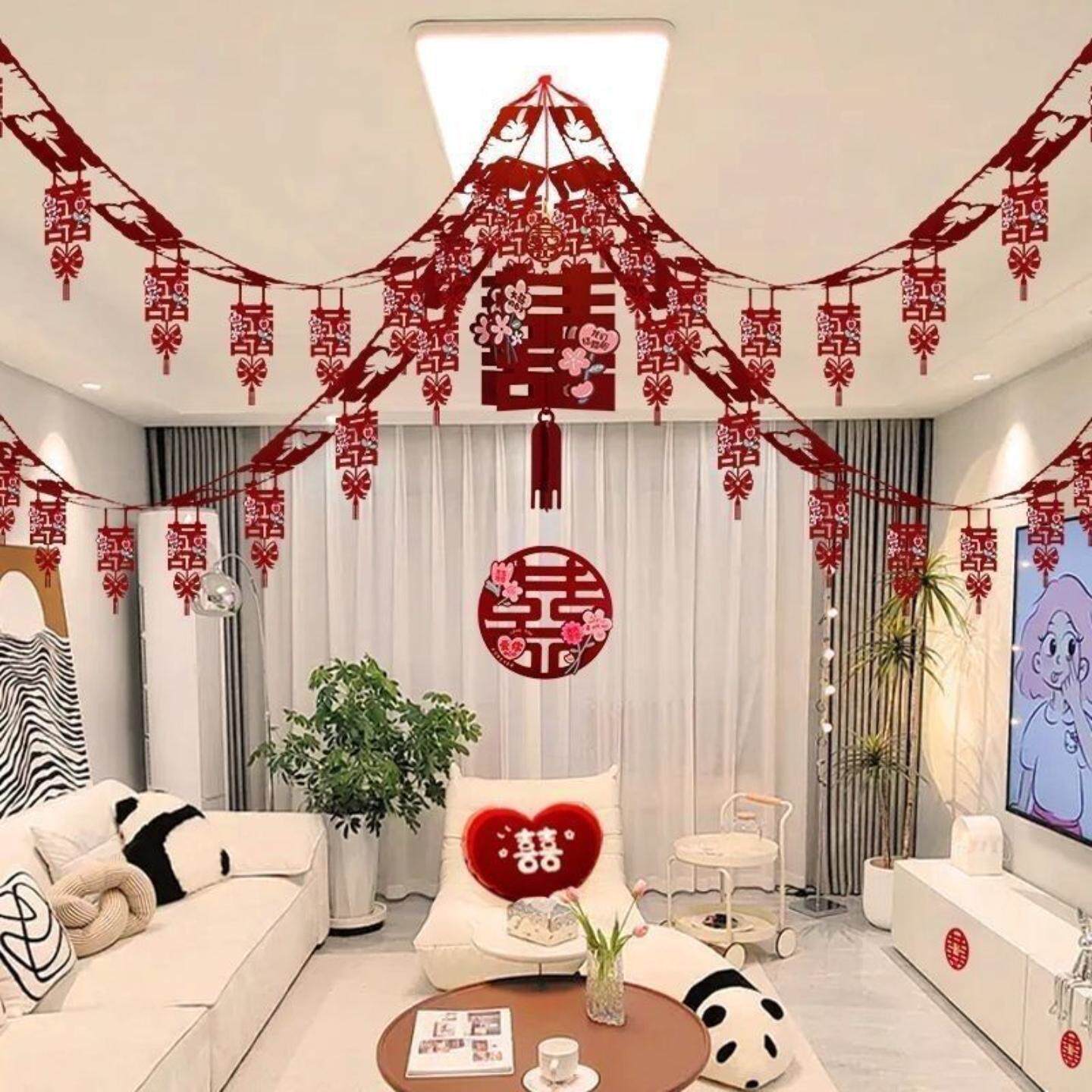 婚房布置用厅拉花房顶装饰婚礼