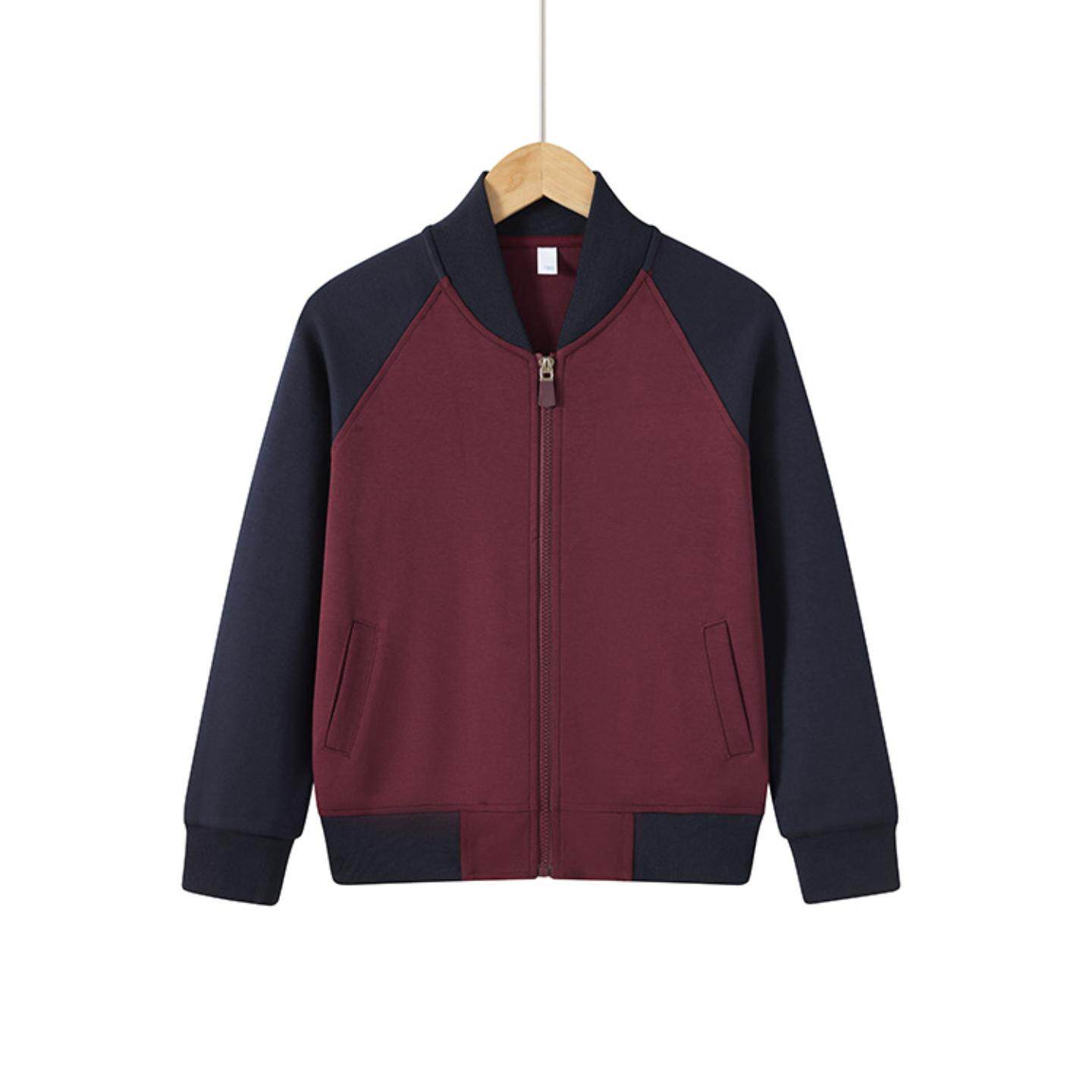 棒球服外套上衣枣红色校服藏青色
