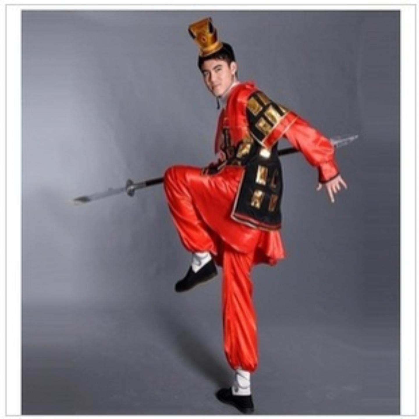 古汉代兵服男周瑜大将军红色演出
