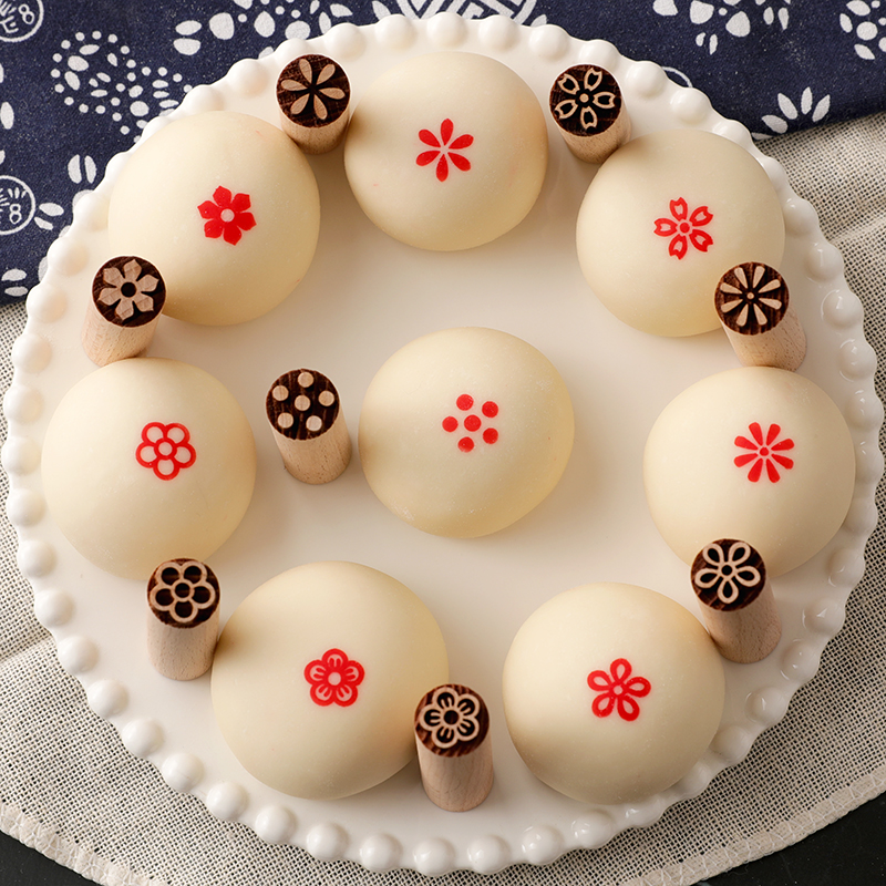 馒头点红印章过年木制福