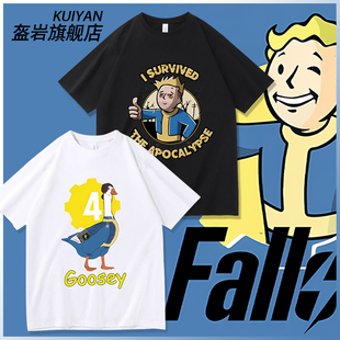 辐射4周边T恤cos大鹅游戏短袖辐射76 Fallout4哔哔小子男女上衣服