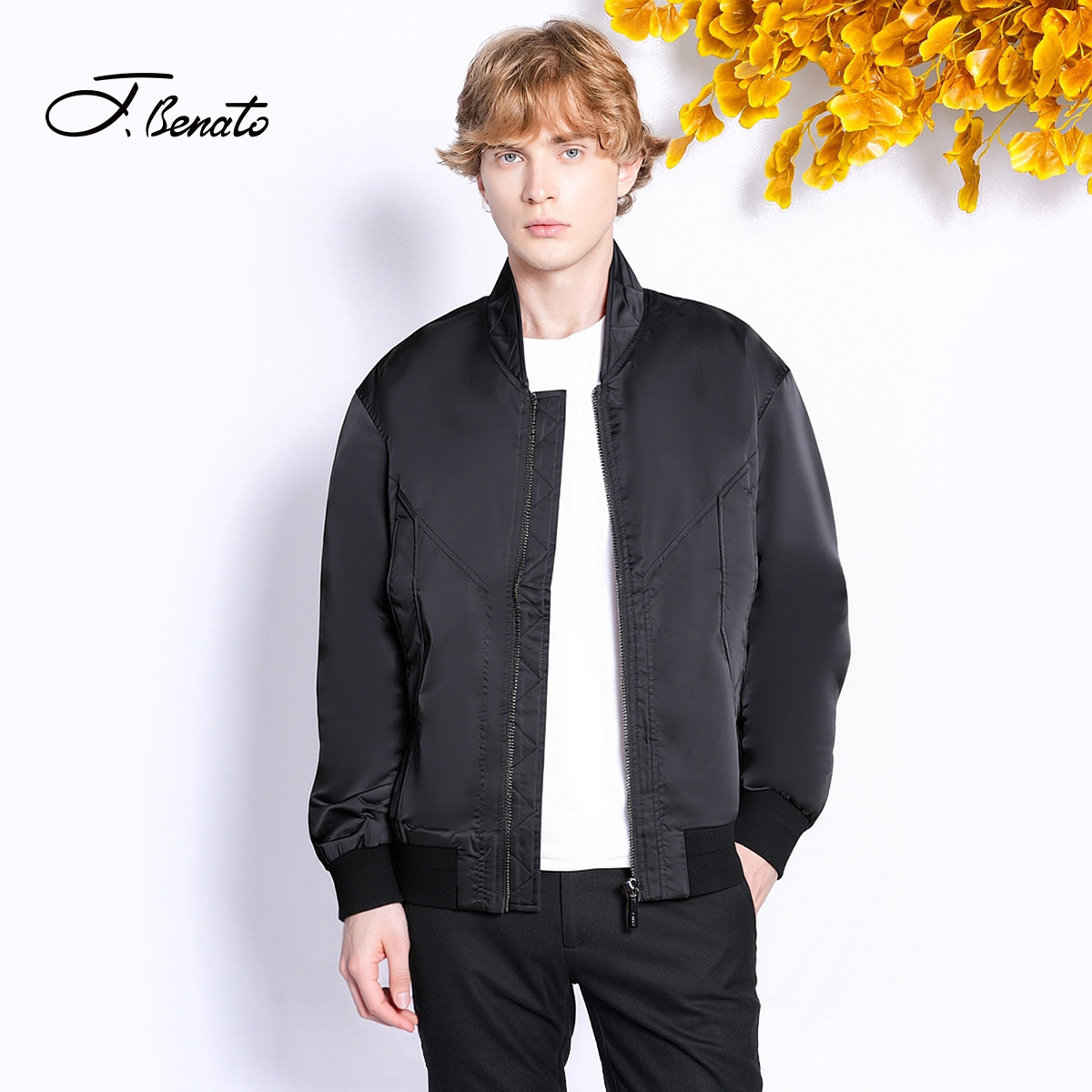 宾度男装秋冬季男士商务休闲夹克外套男高级感痞帅棒球领男士外套