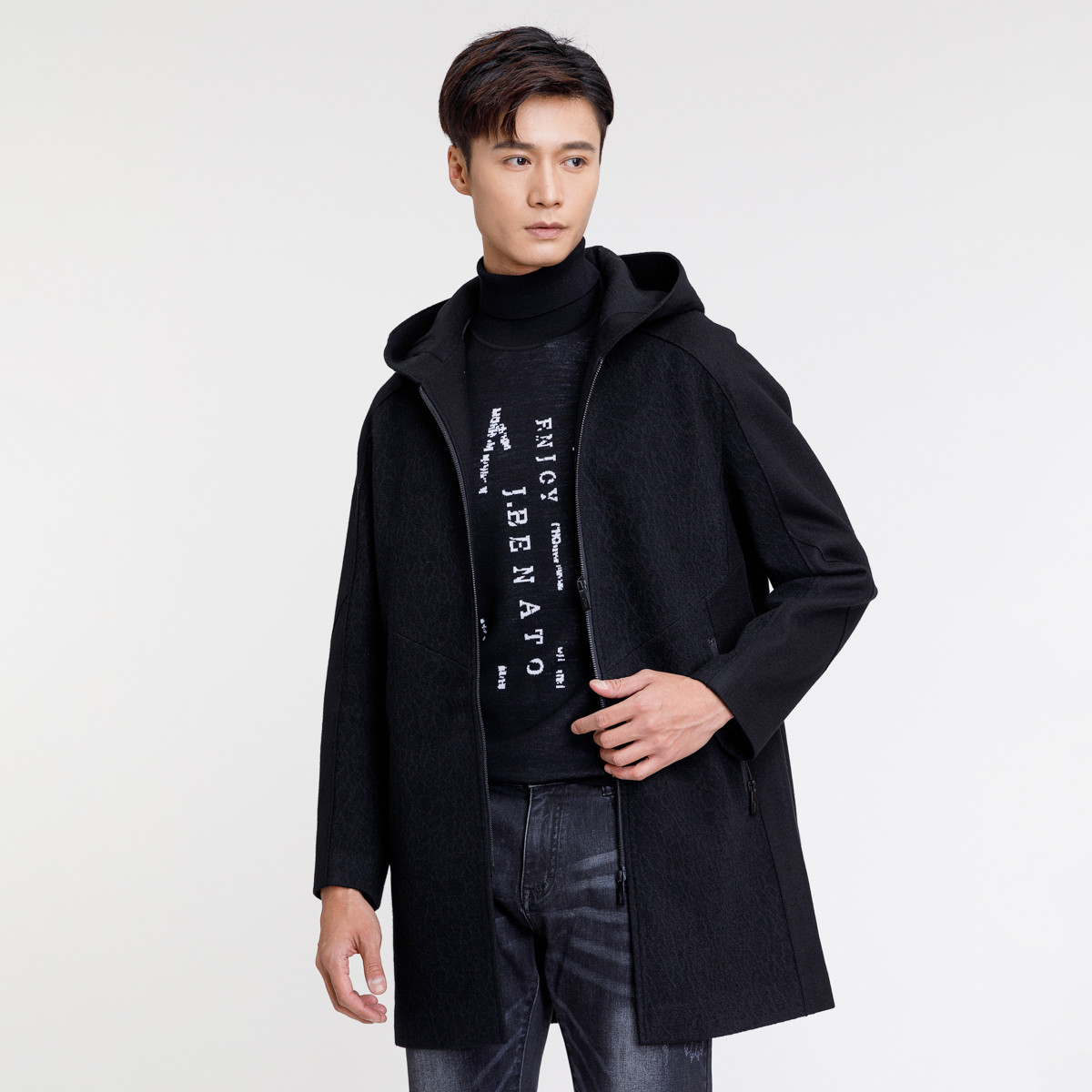 J.benato/宾度男士连帽中长款