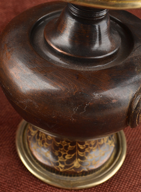 密宗供品带嘴贲巴壶尼泊尔手工纯铜雕花净水瓶文巴瓶宝瓶