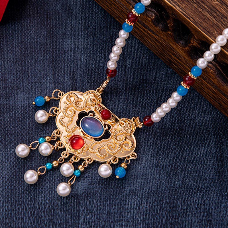 汉服项链璎珞背云流苏马面裙配饰古风饰品明制新中式儿童汉服旗袍