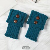 新款 秋冬保暖短靴套袜堆堆袜针织毛线护脚踝女厚菱形纽扣袜套腿