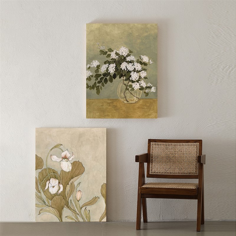《城南花开》北欧民宿客厅餐厅侘寂风挂画装饰画玄关花卉艺术画图片