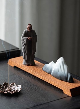 国风小道士摆件禅意紫砂人物工艺品新中式茶室博古架桌面装饰摆设