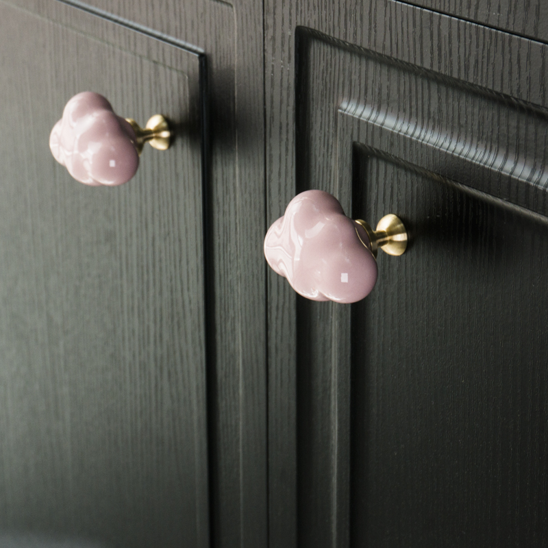 硕南轻奢北欧儿童房陶瓷衣柜铜把手抽屉家具可爱云朵黄铜小拉手