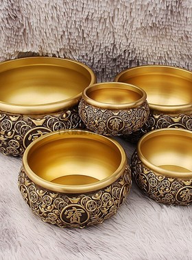 加大号聚宝盆摆件招财聚财纯黄铜聚宝缸米缸玄关客厅办公室装饰品