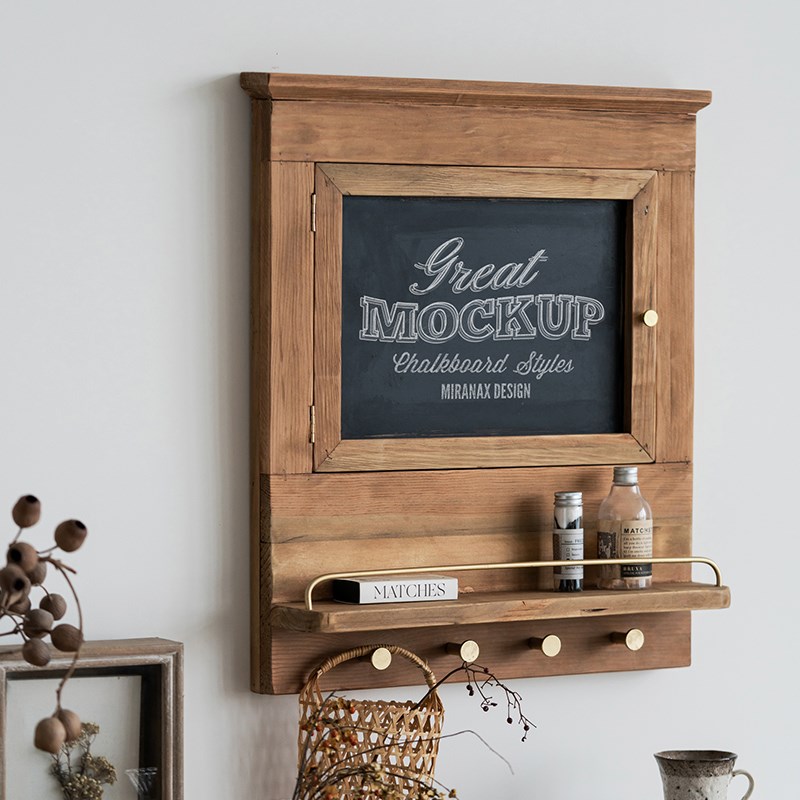 润家家居复古实木电表箱遮挡多功能置物架创意黑板老松木电箱装饰
