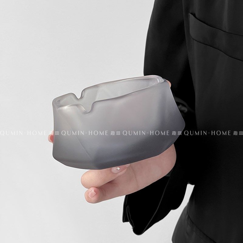 趣皿 烟灰缸高级感创意几何办公室家用客厅摆件磨砂玻璃碗灰缸,节庆用品/礼品,时尚烟灰缸,淘宝优惠券,粉丝福利购,淘宝优惠卷