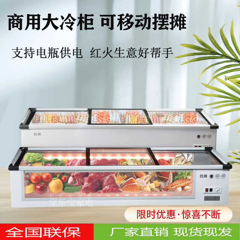 台式冰柜冷藏冷冻展示柜商用卧式保鲜烧烤移动三轮车摆摊小冰箱