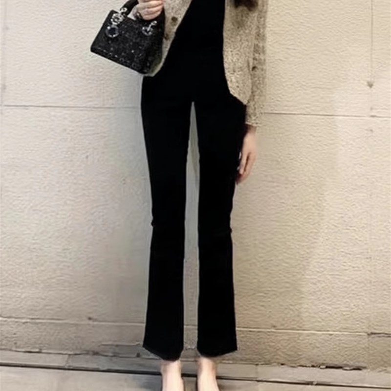 145七分阔腿喇叭裤女春秋夏季高腰显瘦小个子xxs码八分微喇西装裤