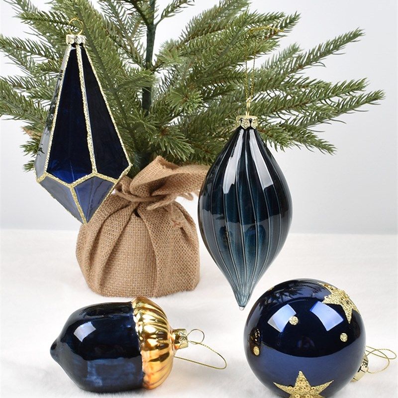 圣诞装饰品玻璃彩绘球挂件圣诞树场景布置玻璃吊球圣诞球装扮挂饰