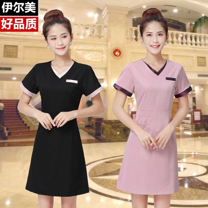 夏季短袖美容院美容师工作服女高端桑拿养生馆足浴店技师服装气质