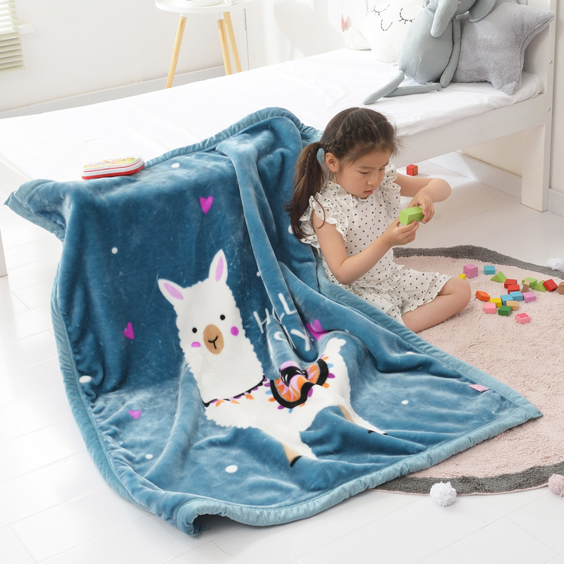 儿童毛毯拉舍尔双层加厚云毯婴幼儿园被子春秋冬季双面绒午睡盖毯