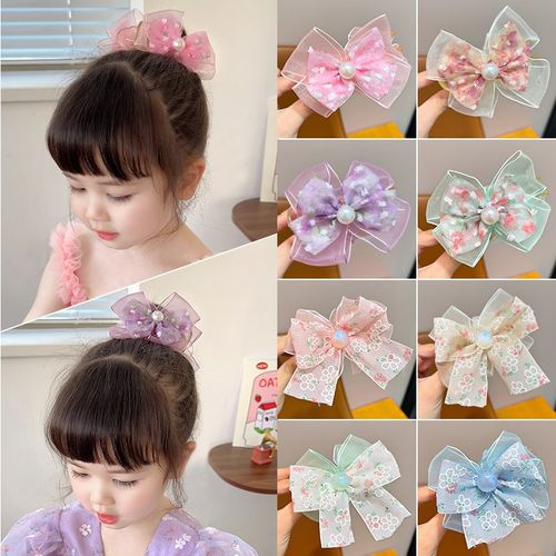 女童甜美后脑勺抓夹儿童丸子头盘发神器小女孩蝴蝶结发夹发卡头饰