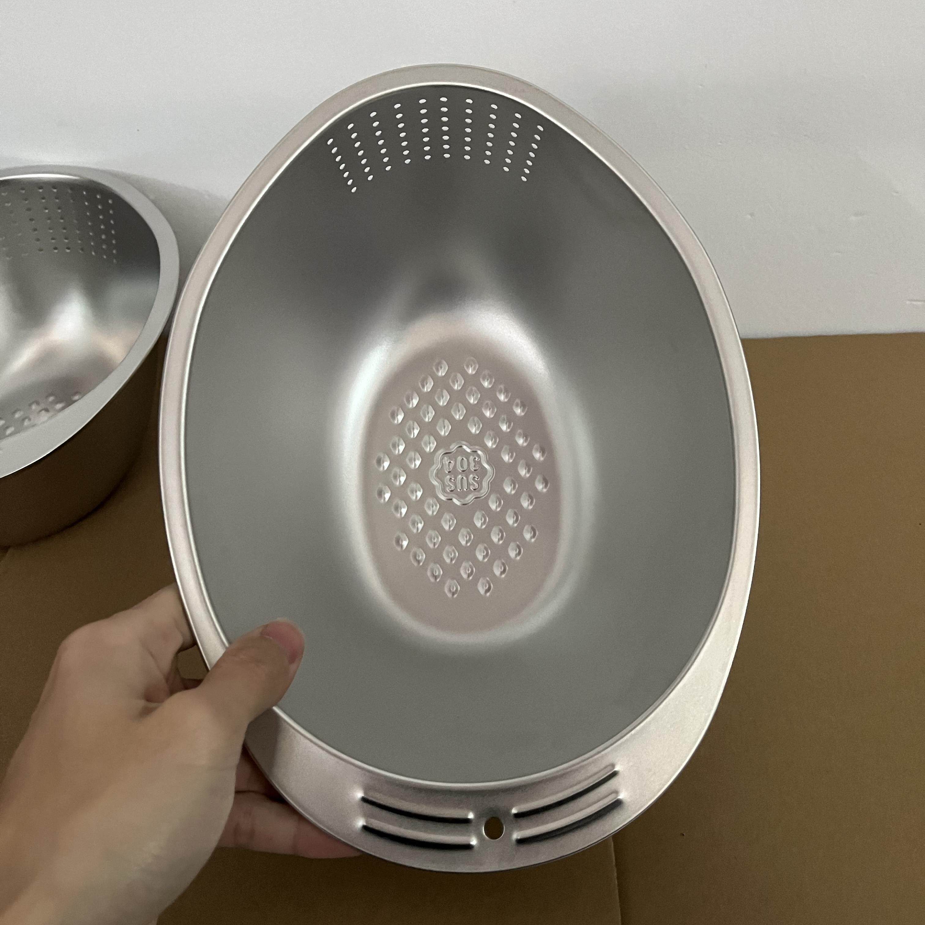 Alin304不锈钢洗米筛斜底洗菜淘米沥水篮家用厨房五谷果蔬漏盆