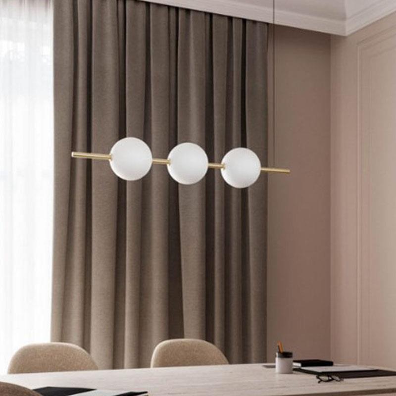 餐厅吊灯简约现代创意轻奢魔豆圆球灯北欧长形吧台前台餐桌吊灯具