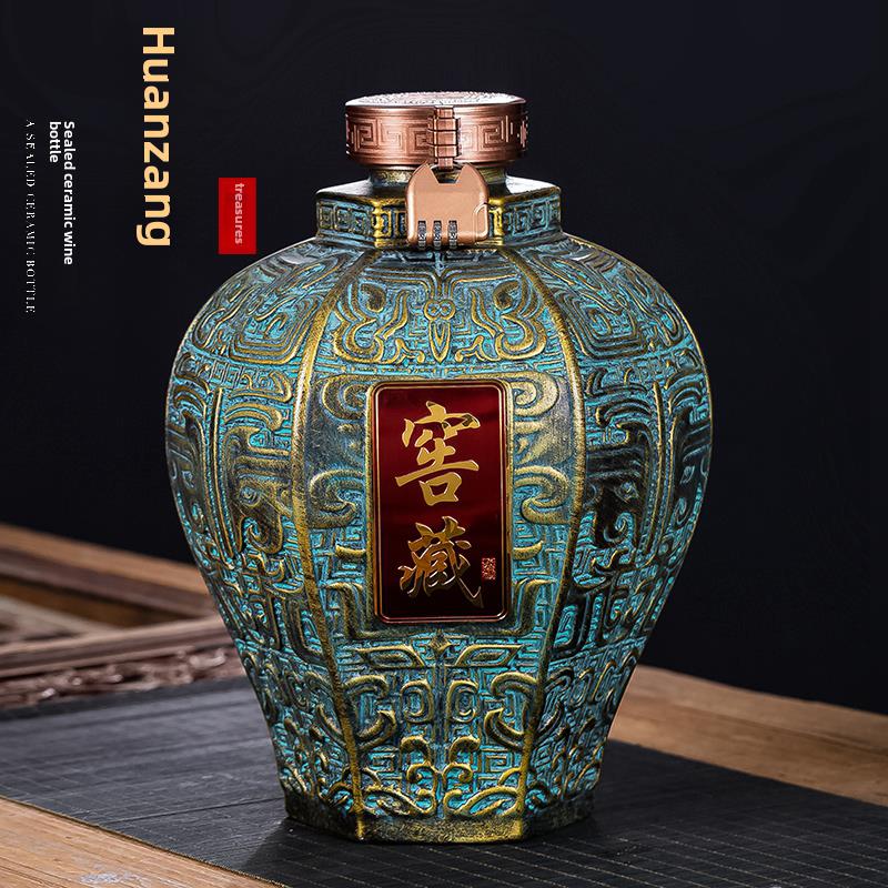 手工雕刻5公斤5公斤青铜陶瓷酒瓶家用酒瓶酒瓶密封酒瓶空酒瓶