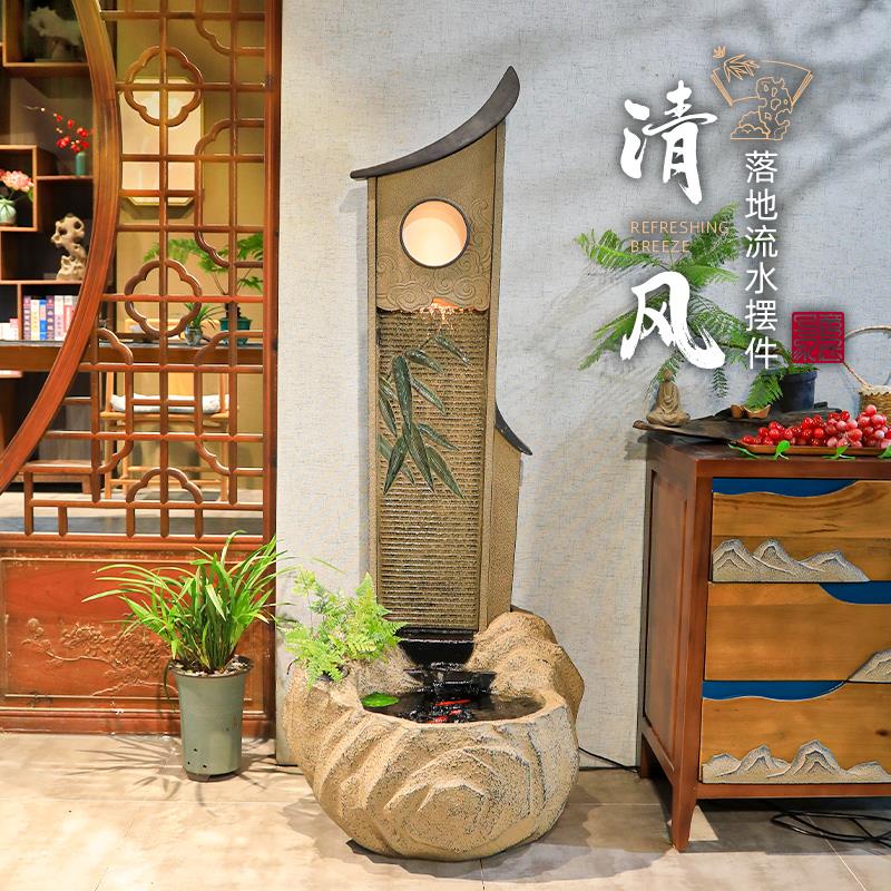 新中式客厅室内循环水落地摆件景观装饰户外庭院阳台流水鱼池造景