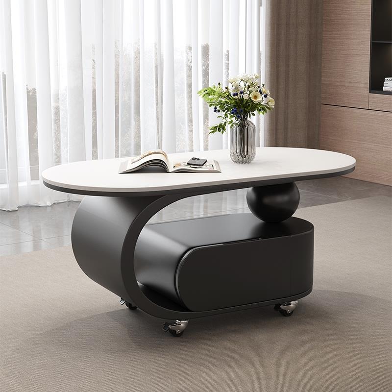 意式轻奢风可移动茶几岩板推车边几家用客厅小户型现代简约高级感