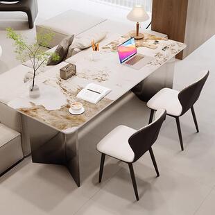 岩板电脑桌诧寂风压克力悬浮办公桌子双人台式书桌办公桌