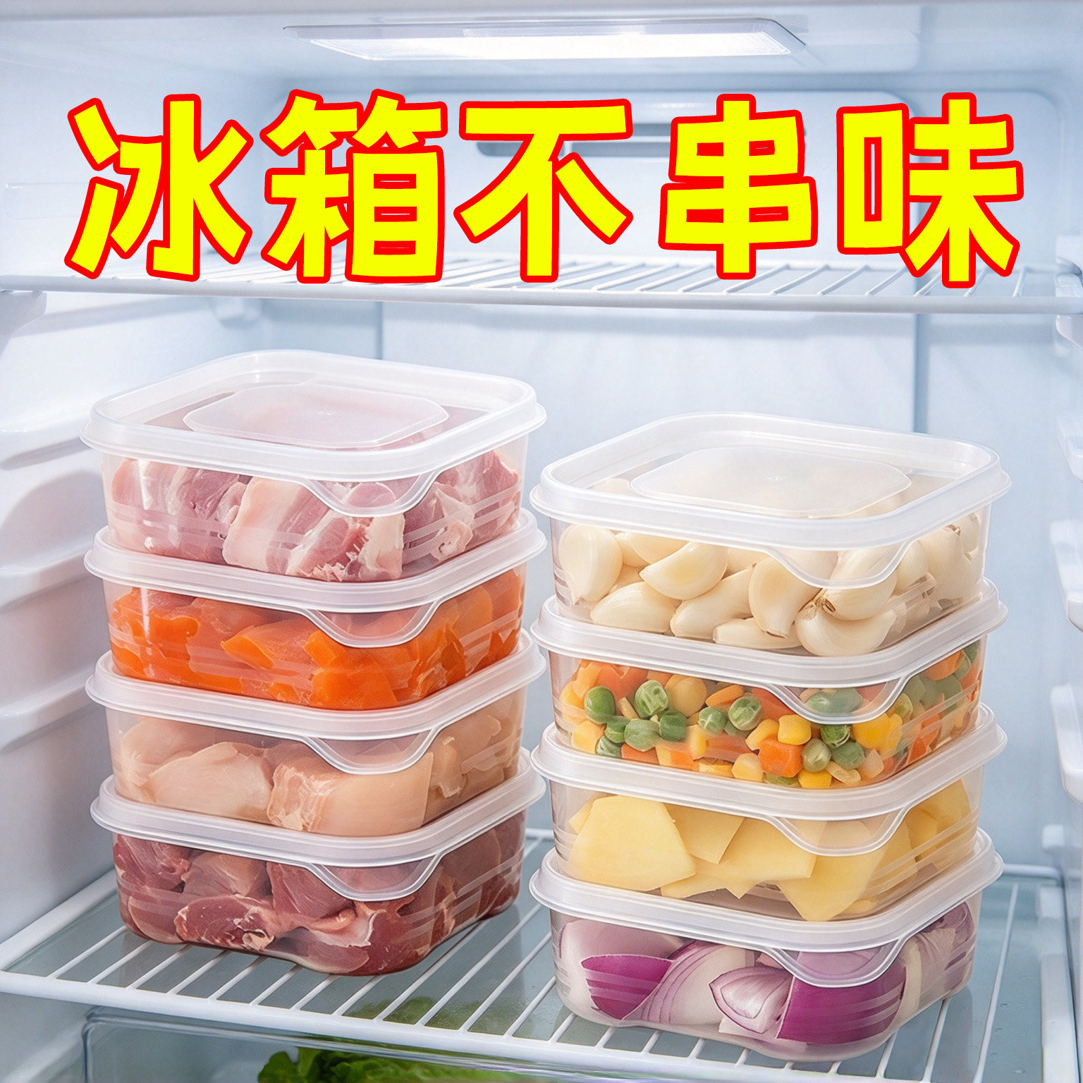 冰箱收纳盒塑料保鲜盒大容量透明带盖泡菜盒食品级密封盒微波炉用