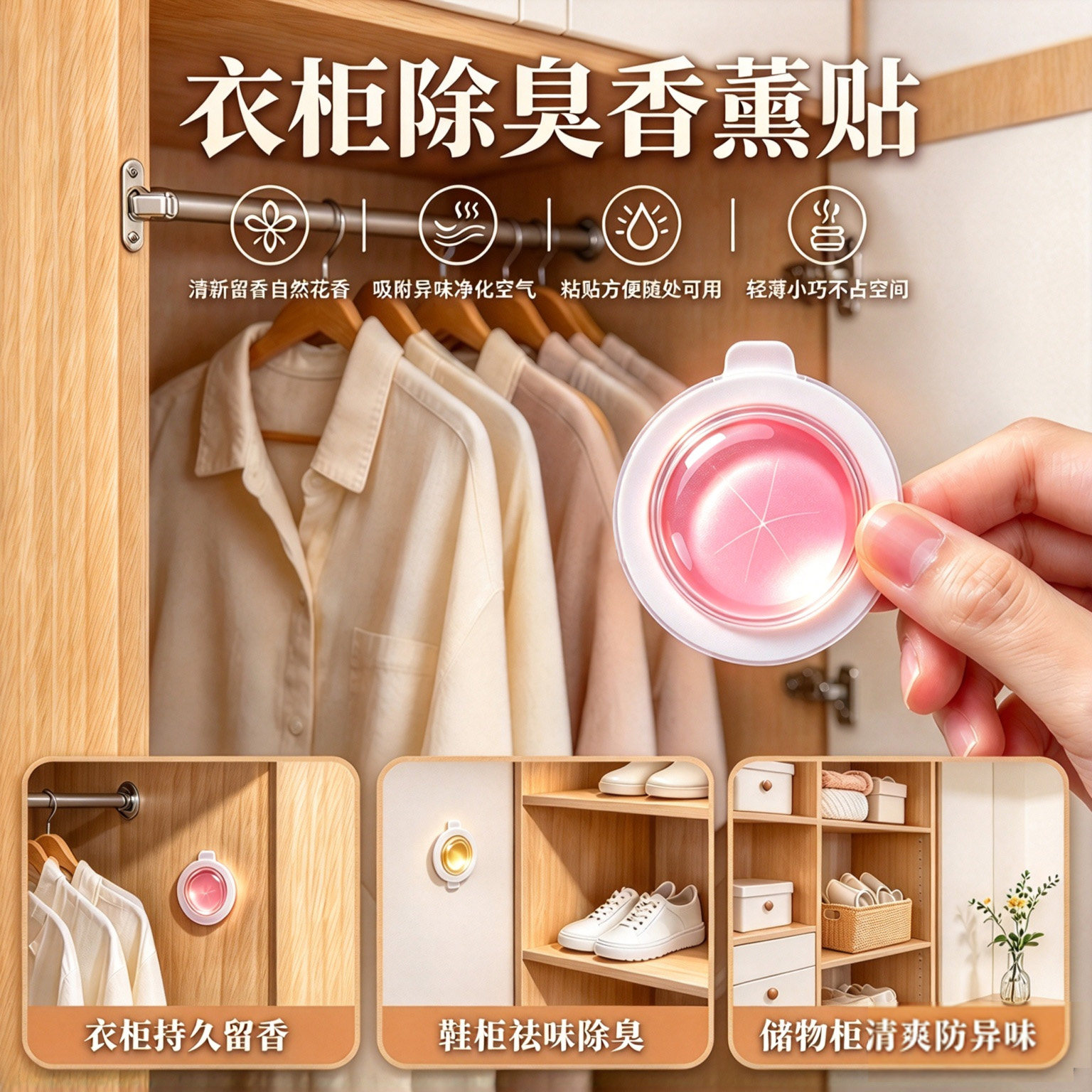 衣柜留香贴垃圾桶厕所防臭贴