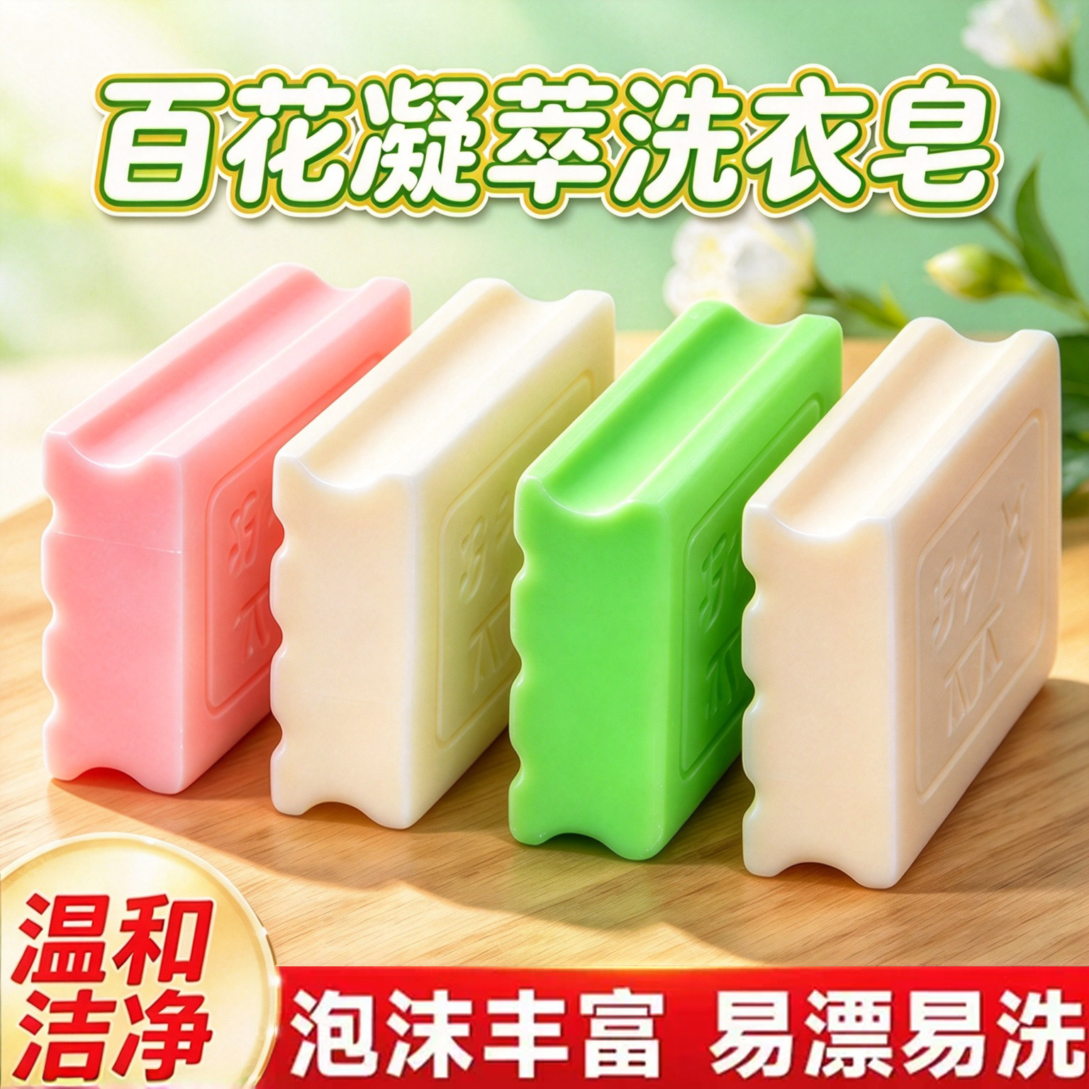 花香植萃洗衣皂家用去污留香皂宝宝无磷皂内衣皂洁净留香肥皂批发