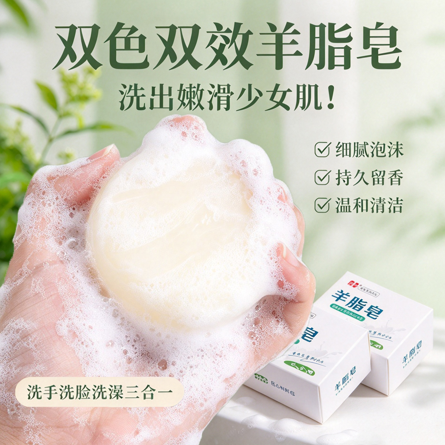 双色羊脂皂洗脸洗澡沐浴老牌国货滋润肌肤温和羊皂洗澡肥皂香皂