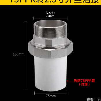 40PPR转外丝内丝活接12寸外丝内丝直通506375热熔水管直接接头