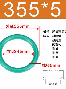 氟胶O1型圈外径345/350/355/360/365/370/375/380/385/390*5