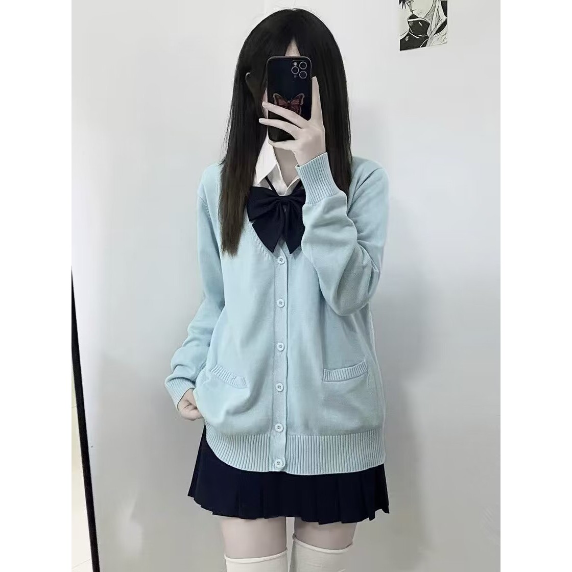 猫看花jk原创毛衣开衫外套女秋时尚套装
