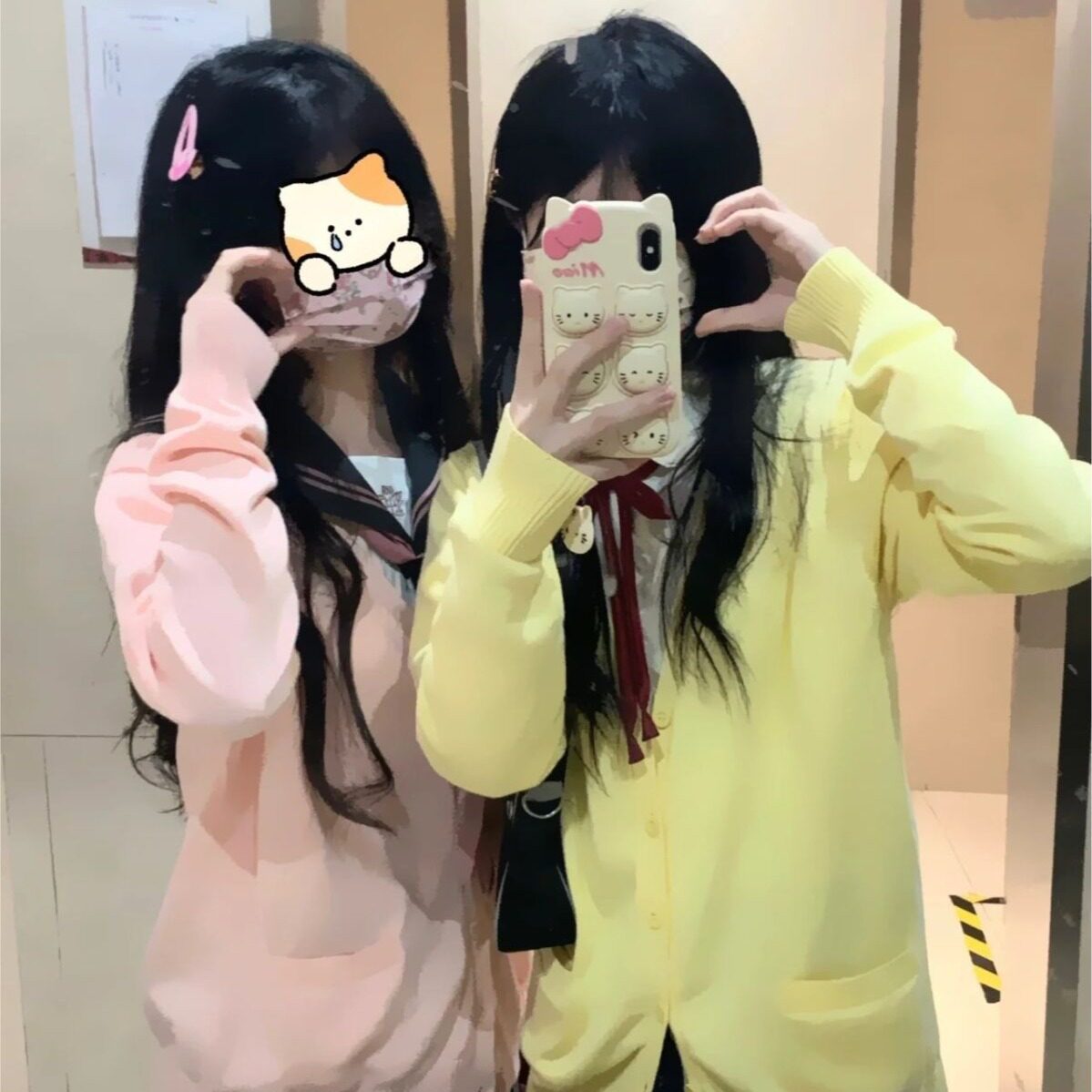 猫看花jk原创动漫黄制服毛衣秋时尚套装
