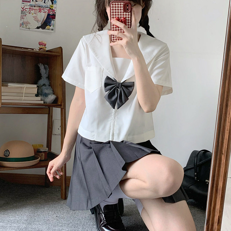 猫看花jk札幌襟学院风穿搭水手服长短袖校供感日系学生制服甜美套