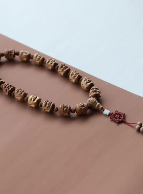 极速十八罗汉印度老山檀香手持珠檀木男J女士念珠手串黑肉雕刻佛