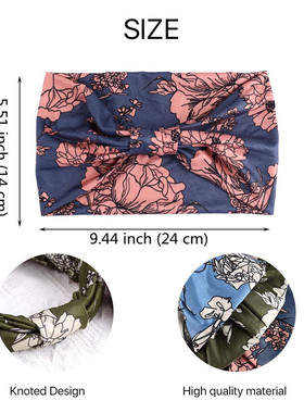 极速New Boho Flower Print Wide AHeadbands Vintage Knot Elast
